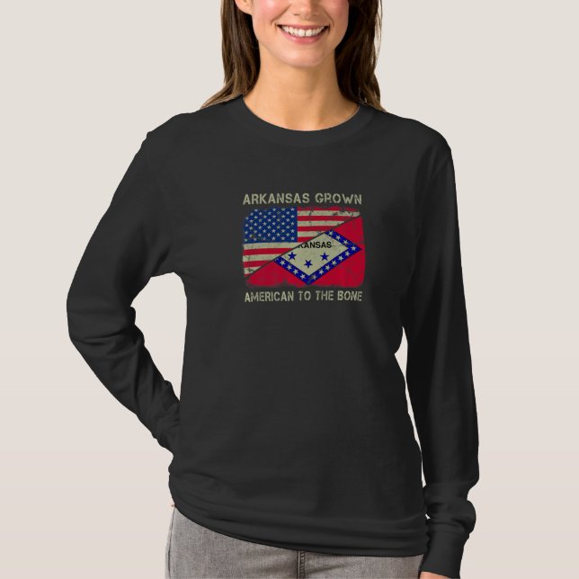 Camiseta Arkansas Grown American To The Bone Home State Ark (Frente)