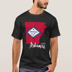 Camiseta Arkansas Map Estados Unidos Estado Arkansas Flag M