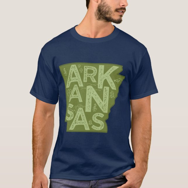 Camiseta Arkansas Map Typografia Green (Frente)