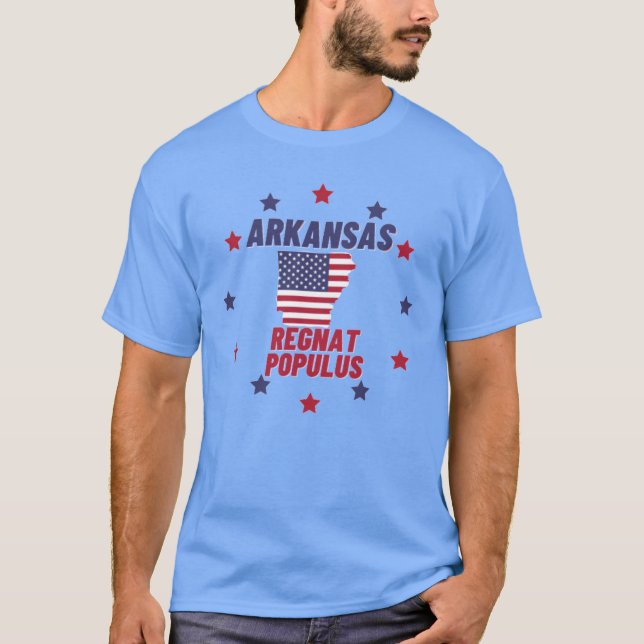 Camiseta Arkansas Regnat Populus State Motto Flag Map Desig (Frente)