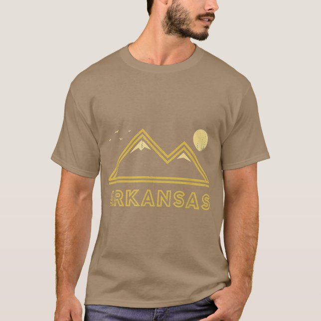 Camiseta Arkansas Souvenir Caminhando Montanhas Sunset Vint (Frente)