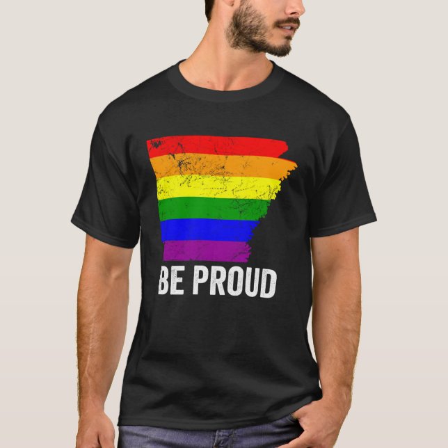 Camiseta Arkansas State Gay Pride Flag LGBT Lesbian Bisexua (Frente)