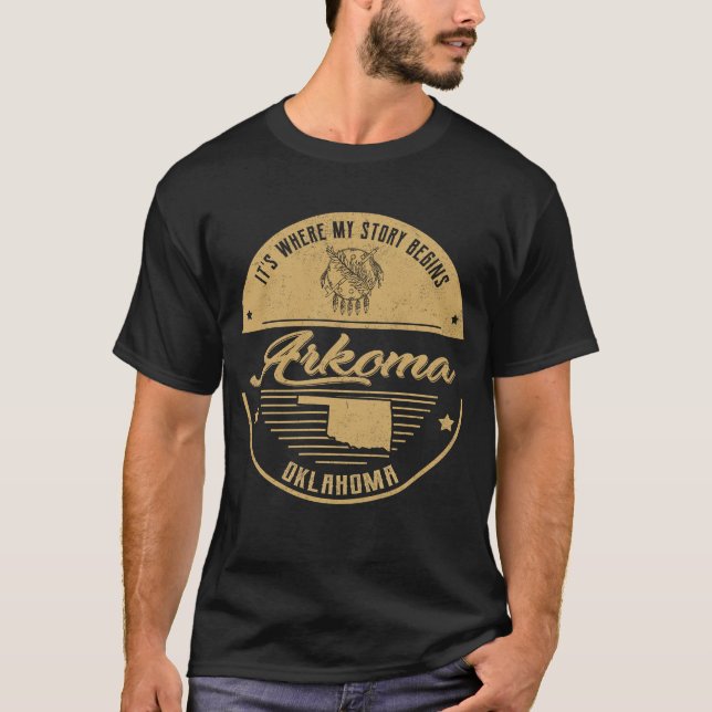 Camiseta Arkoma Oklahoma É onde minha história começa (Frente)
