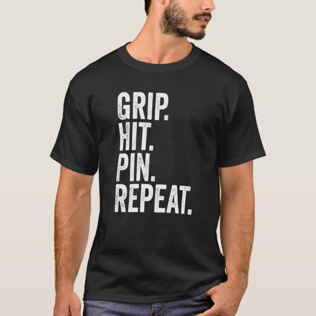 Camiseta Arm Wrestler Grip Hit Pin Repetir Arm Luta 1 (Frente)