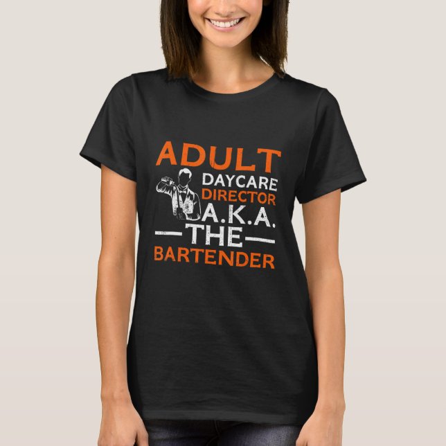 Camiseta Arma Adulto de Cuidados de Dia do Barman (Frente)