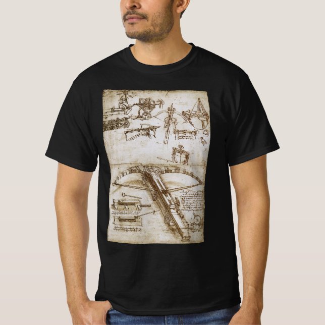 Camiseta Arma de Besta Gigante de Leonardo da Vinci (Frente)