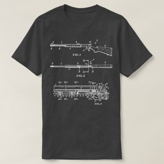 Camiseta Arma de caça à espingarda azulRifle com carregador (Frente do Design)