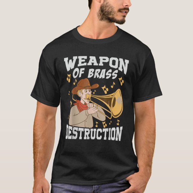 Camiseta Arma De Destruição De Bronze Trombone Musicia Engr (Frente)