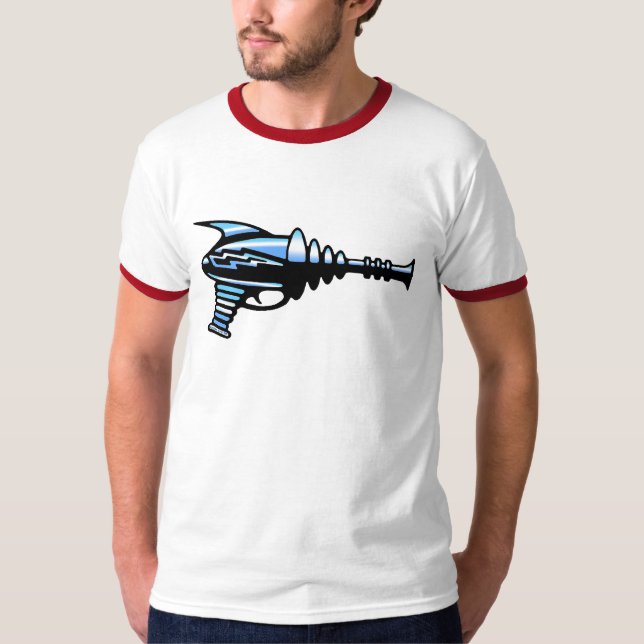 Camiseta Arma de raio retro, para fãs da ficção científica (Frente)