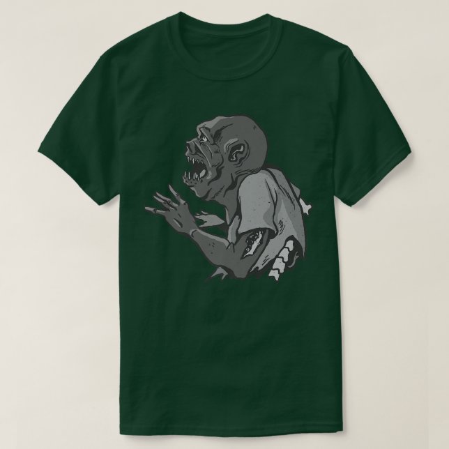 Camiseta Arma de Zumbi ferida esqueleto da coluna Halloween (Frente do Design)