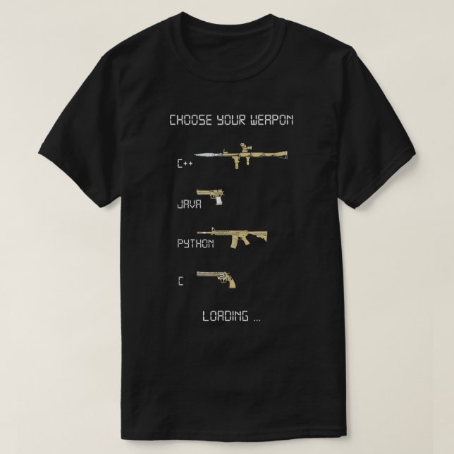 Camiseta Arma do programador de codificação do Java C++ Pyt (Frente do Design)