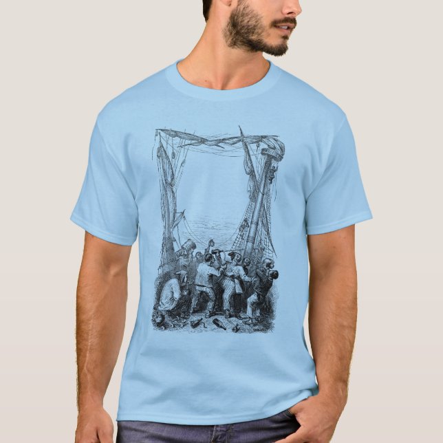 Camiseta Armadilhas Vintage e navio pirata naufragado (Frente)