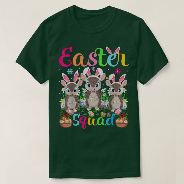 Camiseta Armadillo Bunny Oar Páscoa Esquadrão Armadillo Hap (Frente do Design)