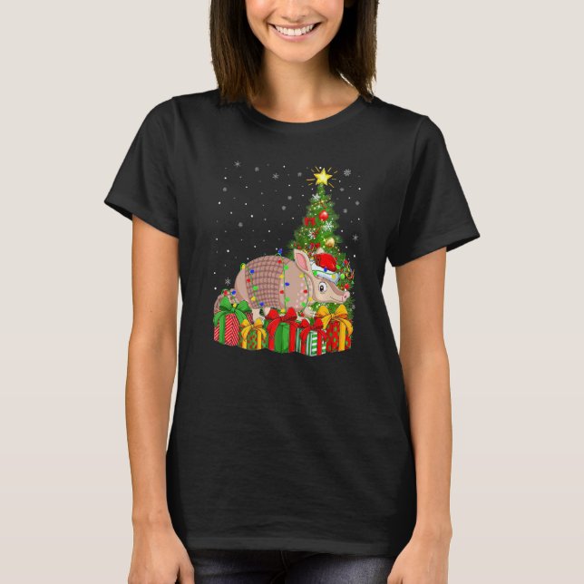 Camiseta Armadillo Lighting Xmas Tree Santa Hat Armadillo C (Frente)