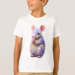 Camiseta Armadillo Mouse Escamado Arco-íris Pastel Infantil