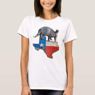 Camiseta Armadillo Texas - Mapa de Sinalizador do Estado do