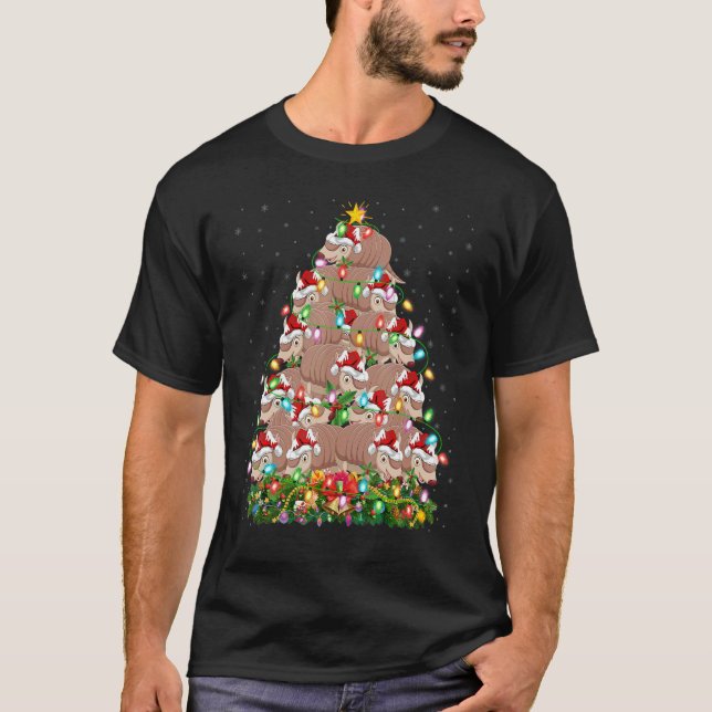 Camiseta Armadillo  Xmas Lights Santa Armadillo Christmas T (Frente)