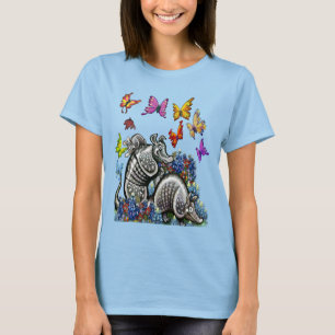 Camiseta Armadillos Bluebonnets Borboletas Flores selvagens