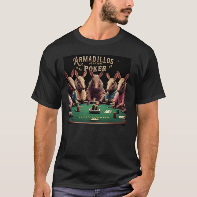 Camiseta Armadillos tocando pôquer (Frente)