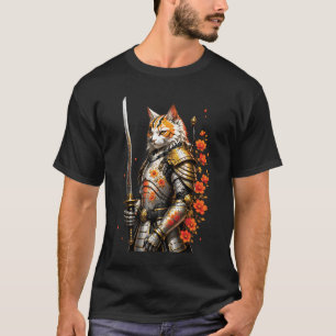 Camiseta Armadura de Gato Samurai Espada Guerreiro Japonês