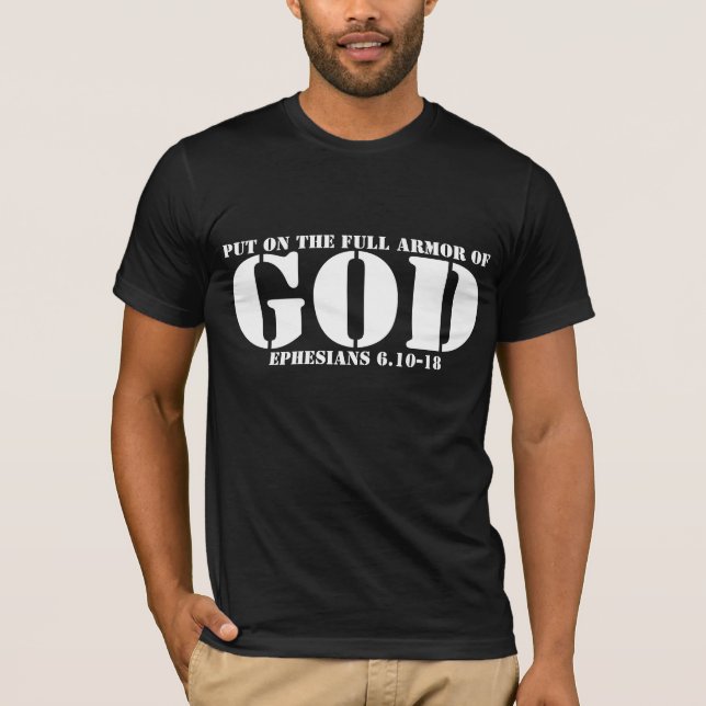 Camiseta armadura do t-shirt do verso da bíblia do deus (Frente)