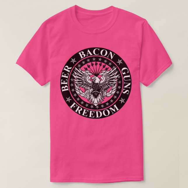 CAMISETA ARMAS-BACON DE CERVEJA LIBERDADE 1 (Frente do Design)