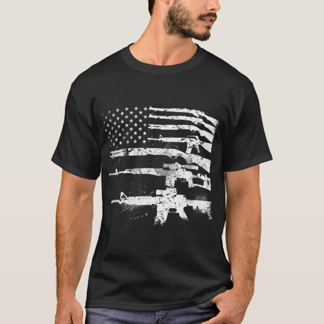Camiseta Armas de Armas dos Estados Unidos Sinalizam Rifles (Frente)