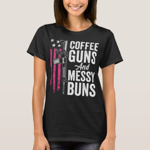 Camiseta Armas De Café E Armas Mensais - Rosa AR15 EUA Funn