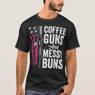 Camiseta Armas De Café E Armas Mensais - Rosa AR15 EUA Funn
