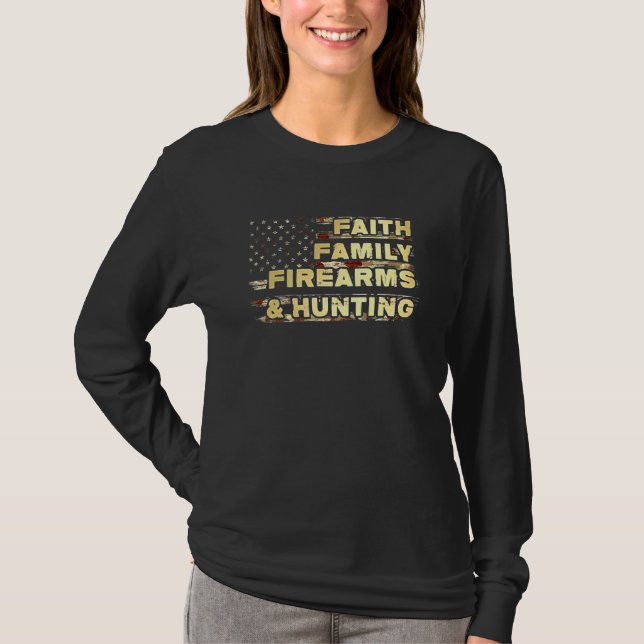 Camiseta Armas De Fogo Da Família Faith E Bandeira Da Améri (Frente)
