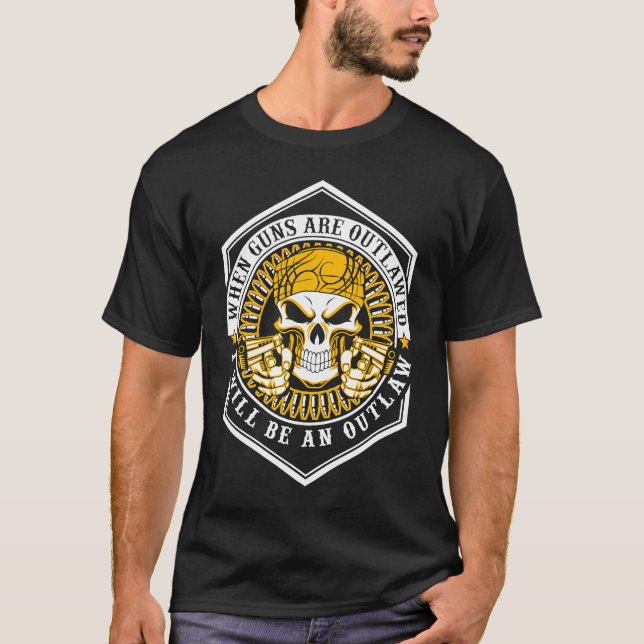 Camiseta Armas de motocicleta Pro Gun Skull Biker Proibidas (Frente)