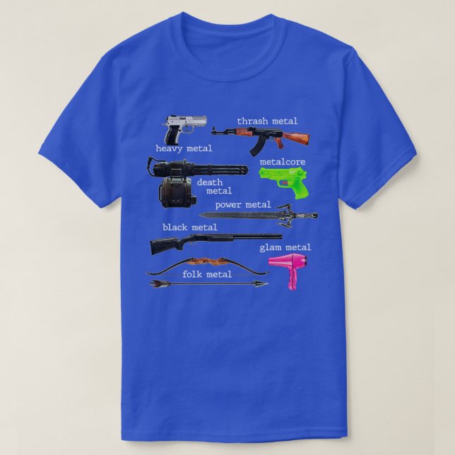 Camiseta Armas de música metálica (Frente do Design)