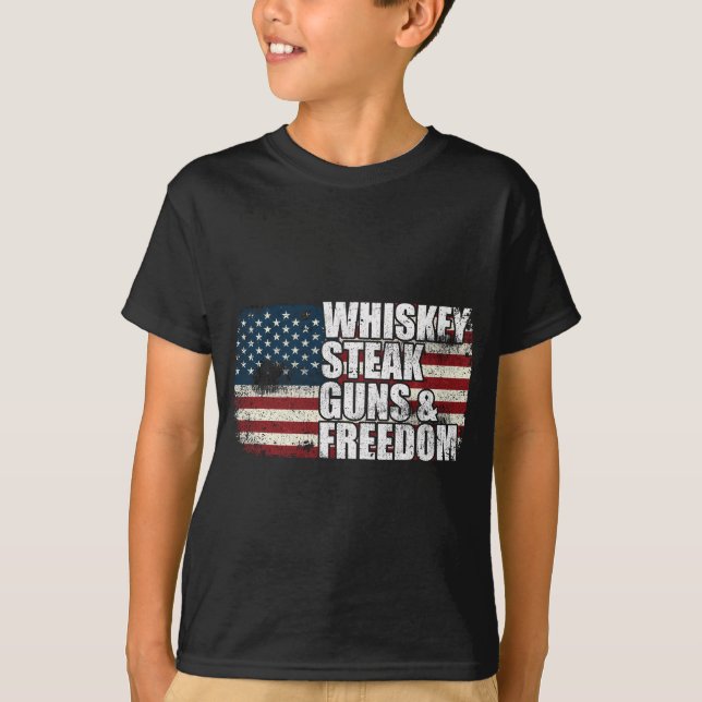 Camiseta Armas e Liberdade de Whiskey Steak - Bandeira Patr (Frente)