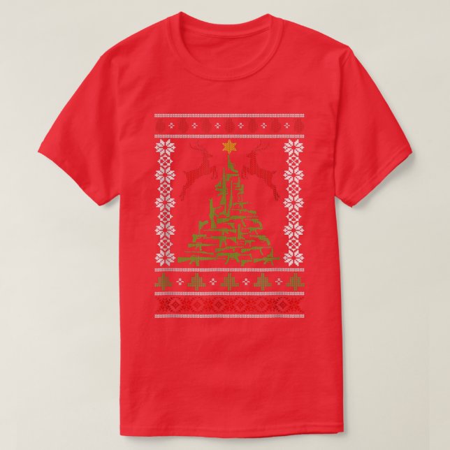 Camiseta Armas Feias de Natal Sudorando segundo Direito Mil (Frente do Design)