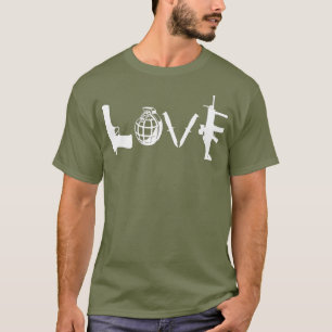 Camiseta Armas LOVE Armas Armas Grenadas Knives Assalto Rif