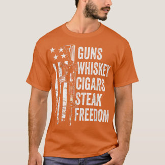 Camiseta Armas Whiskey Charutos Steak LiberdadeUSA Sinaliza