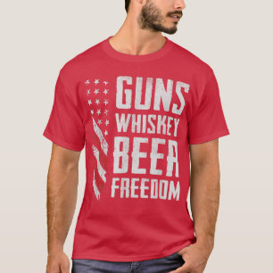 Camiseta Armas Whisky Beer Freedom USA Pro Guns Bebendo Fu