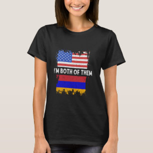 Camiseta Armênia Flag América EUA Eu sou ambos armênios