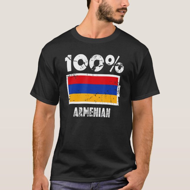 Camiseta Armenia Flag Support 100 Armenian Battery Power (Frente)