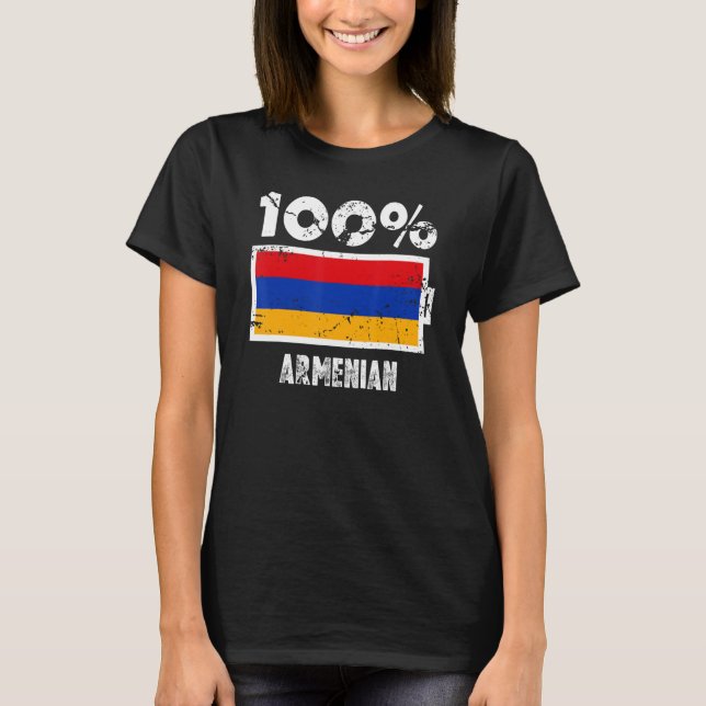 Camiseta Armenia Flag Support 100 Armenian Battery Power (Frente)