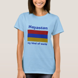 Camiseta Armênia Sinalizador + Mapa + T-Shirt de Texto