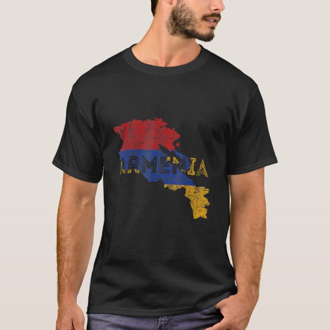 Camiseta Armenian Map and Flag Souvenir   Distressed Armeni (Frente)