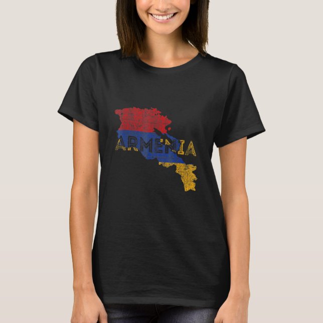 Camiseta Armenian Map and Flag Souvenir   Distressed Armeni (Frente)