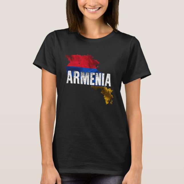Camiseta Armenian Map and Flag Souvenir  Distressed Armenia (Frente)