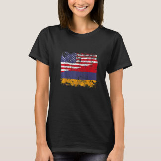 Camiseta ARMENIAN ROOTS Half American Flag USA ARMENIA FLAG