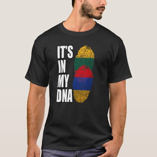 Camiseta Armênio e lituano Misturar DNA Heritage Flag (Frente)