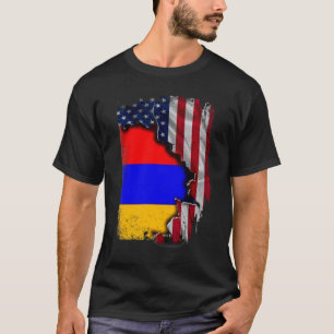 Camiseta Armênio RAÍZES Metade Bandeira Americana Patriota