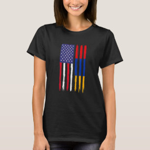 Camiseta Armênio Roots Half American Flag Patriotic Armeni