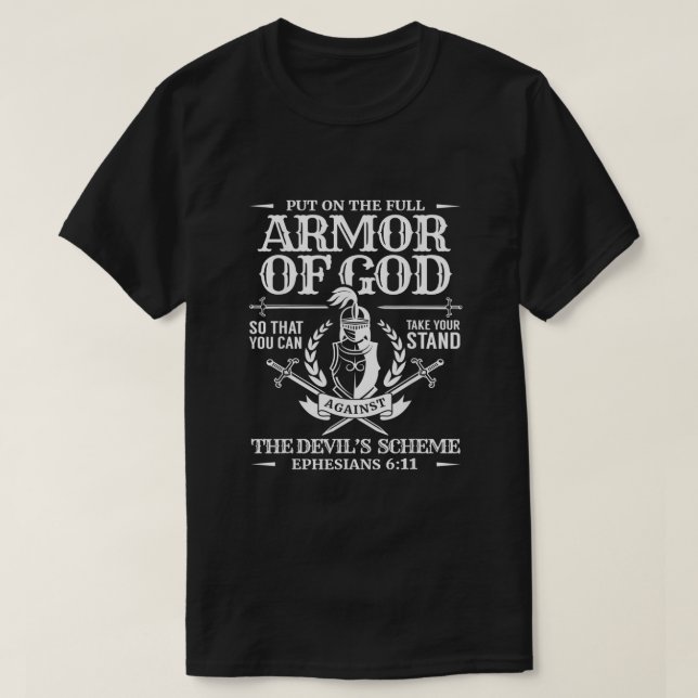 Camiseta Armor de Deus, Bíblia cristã Verso religioso784 (Frente do Design)