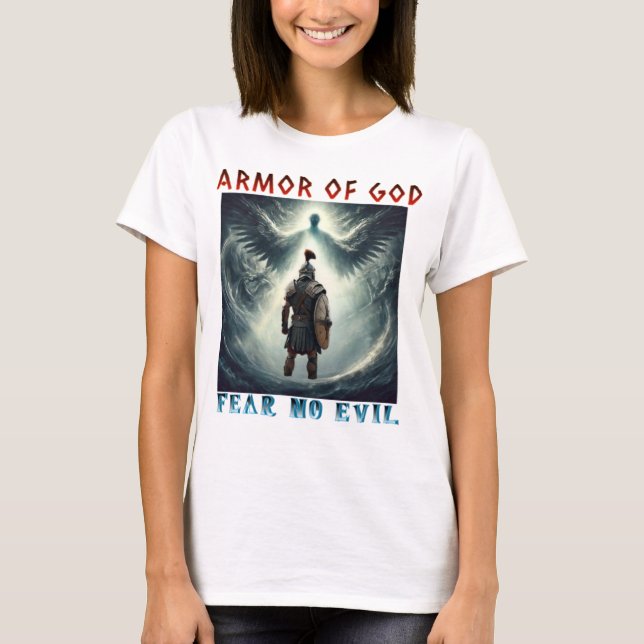 Camiseta Armor of God Fear No Evil Christian Design  (Frente)
